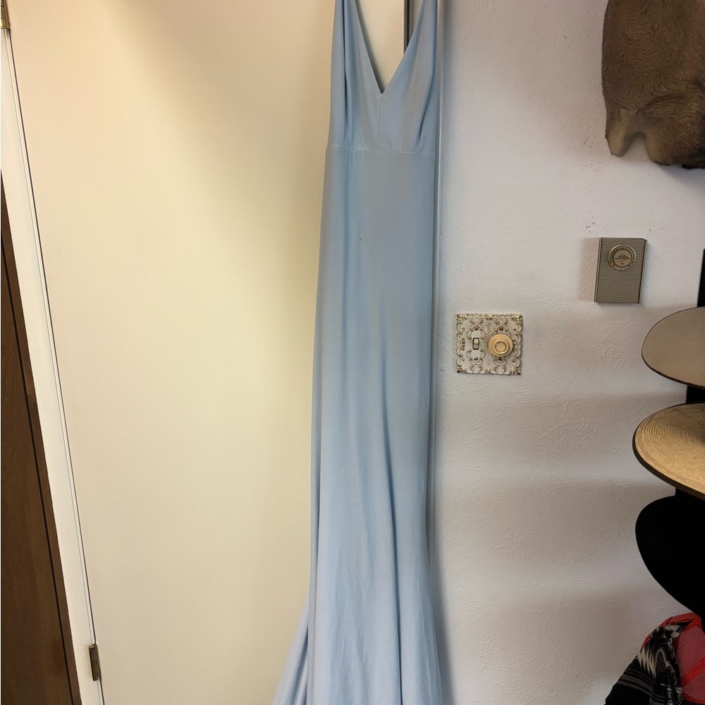 Light Blue V-Neck Women’s Maxi Dress